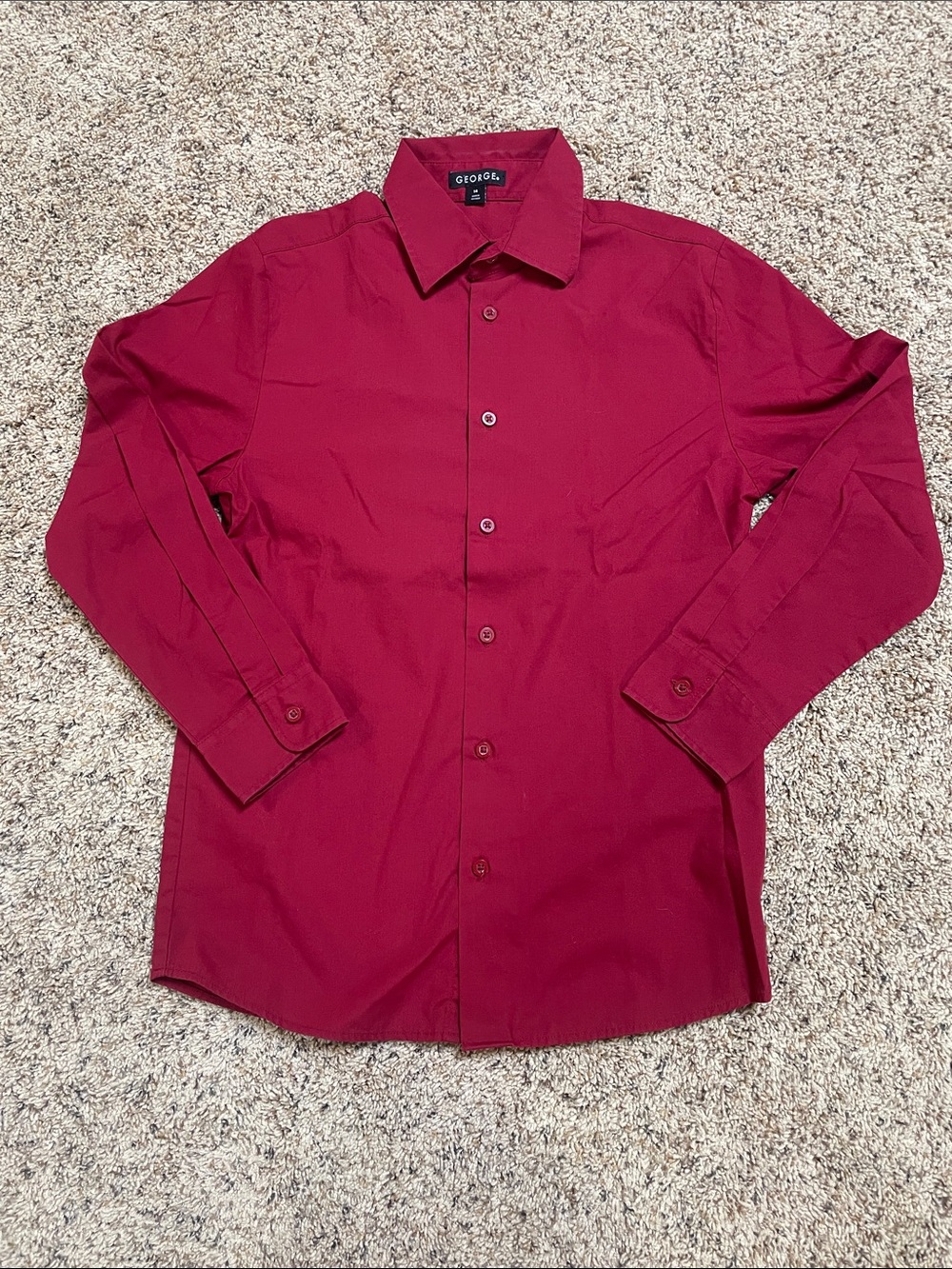 George Boys Button-Front Dress Shirt in Burgundy